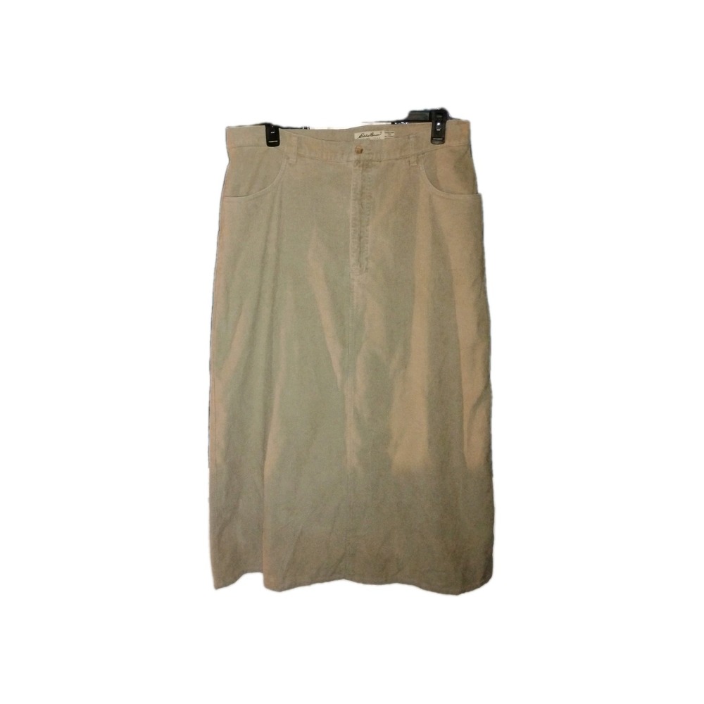 Eddie Bauer Womens 20 Tall Skirt Corduroy Long 100% Cotton Light Tan Beige EUC